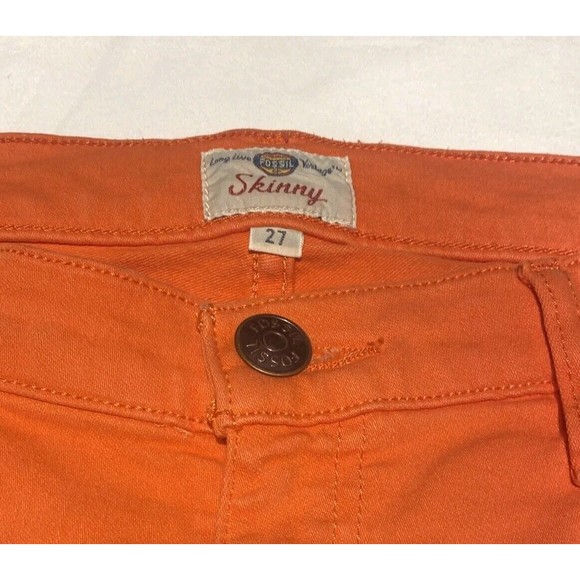 Fossil Skinny Jeans Womens Size 26 (30") Washed Orange Bright - Picture 3 of 16